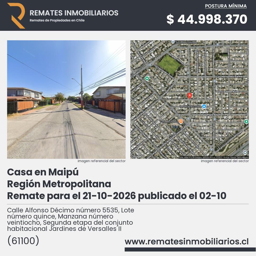Imagen ficha Calle Alfonso Décimo número 5535, Lote número quince, Manzana número veintiocho, Segunda etapa del conjunto habitacional Jardines de Versalles II