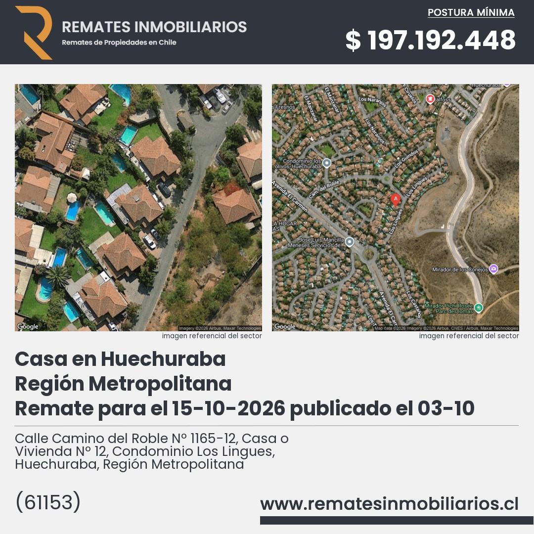 Imagen ficha Calle Camino del Roble Nº 1165-12, Casa o Vivienda Nº 12, Condominio Los Lingues, Huechuraba, Región Metropolitana