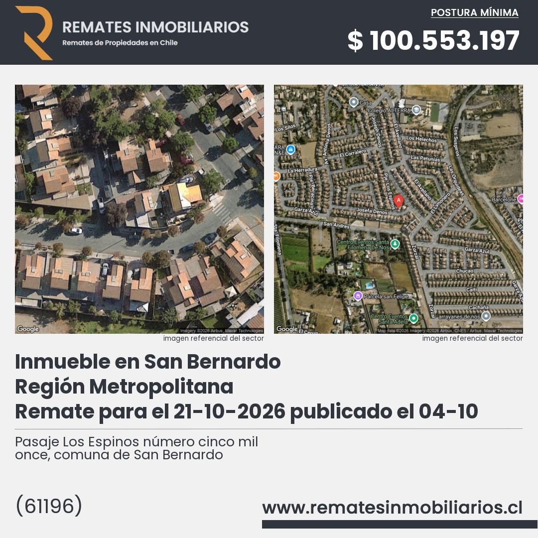Imagen ficha Pasaje Los Espinos número cinco mil once, comuna de San Bernardo