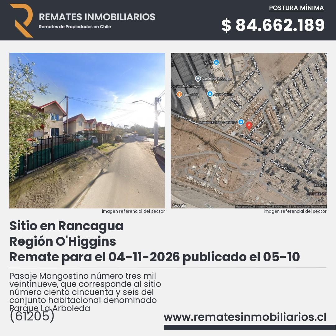 Imagen ficha Pasaje Mangostino número tres mil veintinueve, que corresponde al sitio número ciento cincuenta y seis del conjunto habitacional denominado Parque La Arboleda