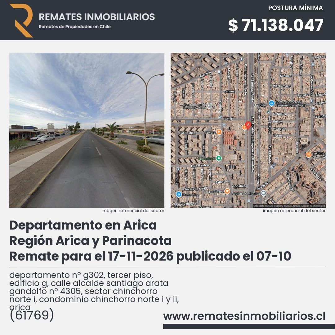 Imagen ficha departamento nº g302, tercer piso, edificio g, calle alcalde santiago arata gandolfo nº 4305, sector chinchorro norte i, condominio chinchorro norte i y ii, arica