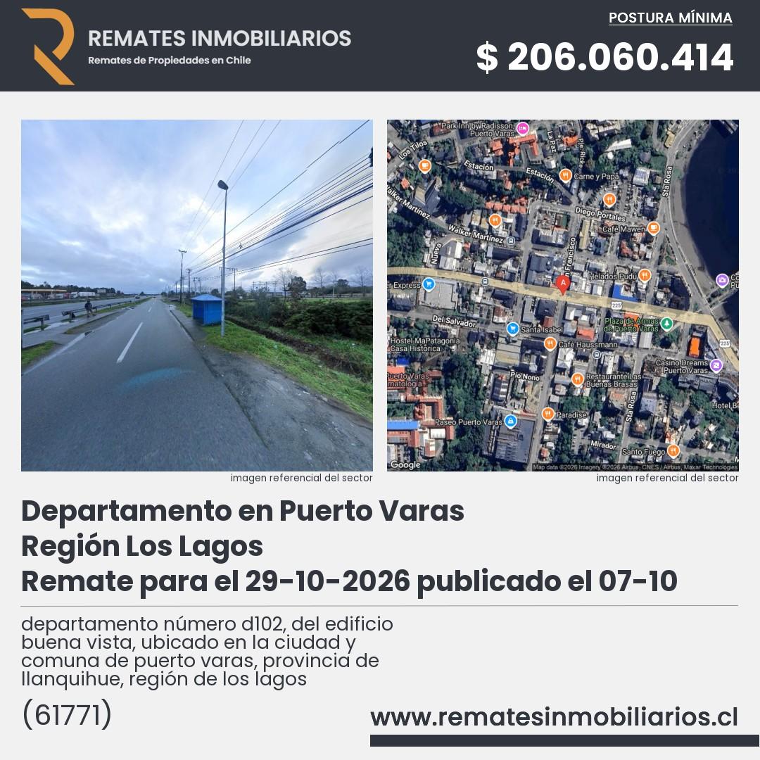 Imagen ficha departamento número d102, del edificio buena vista, ubicado en la ciudad y comuna de puerto varas, provincia de llanquihue, región de los lagos