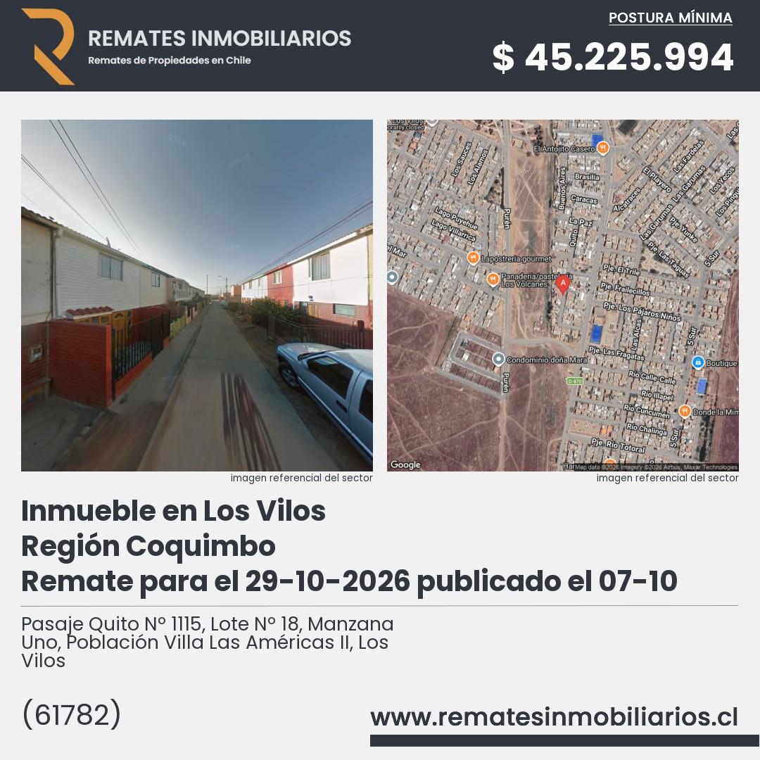 Imagen ficha Pasaje Quito Nº 1115, Lote Nº 18, Manzana Uno, Población Villa Las Américas II, Los Vilos