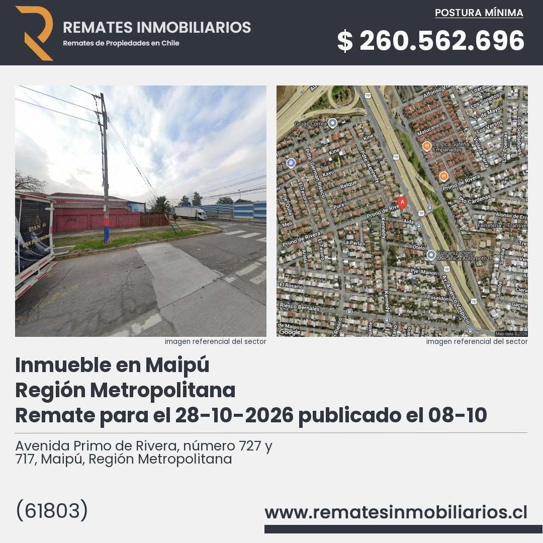 Imagen ficha Avenida Primo de Rivera, número 727 y 717, Maipú, Región Metropolitana