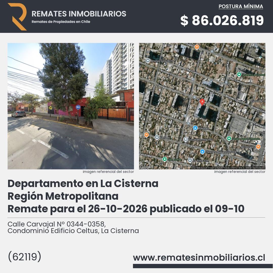 Imagen ficha Calle Carvajal Nº 0344-0358, Condominio Edificio Celtus, La Cisterna