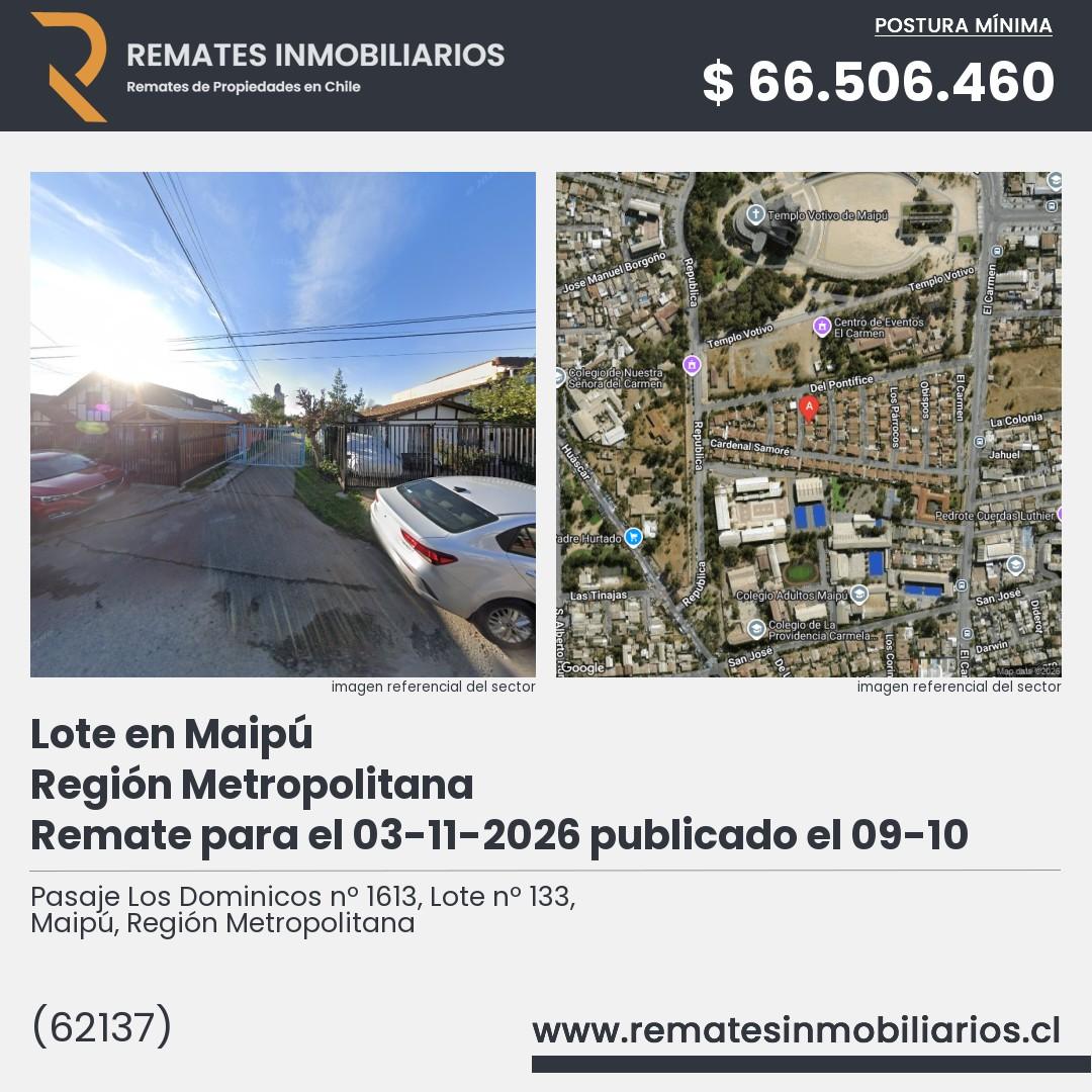 Imagen ficha Pasaje Los Dominicos nº 1613, Lote nº 133, Maipú, Región Metropolitana