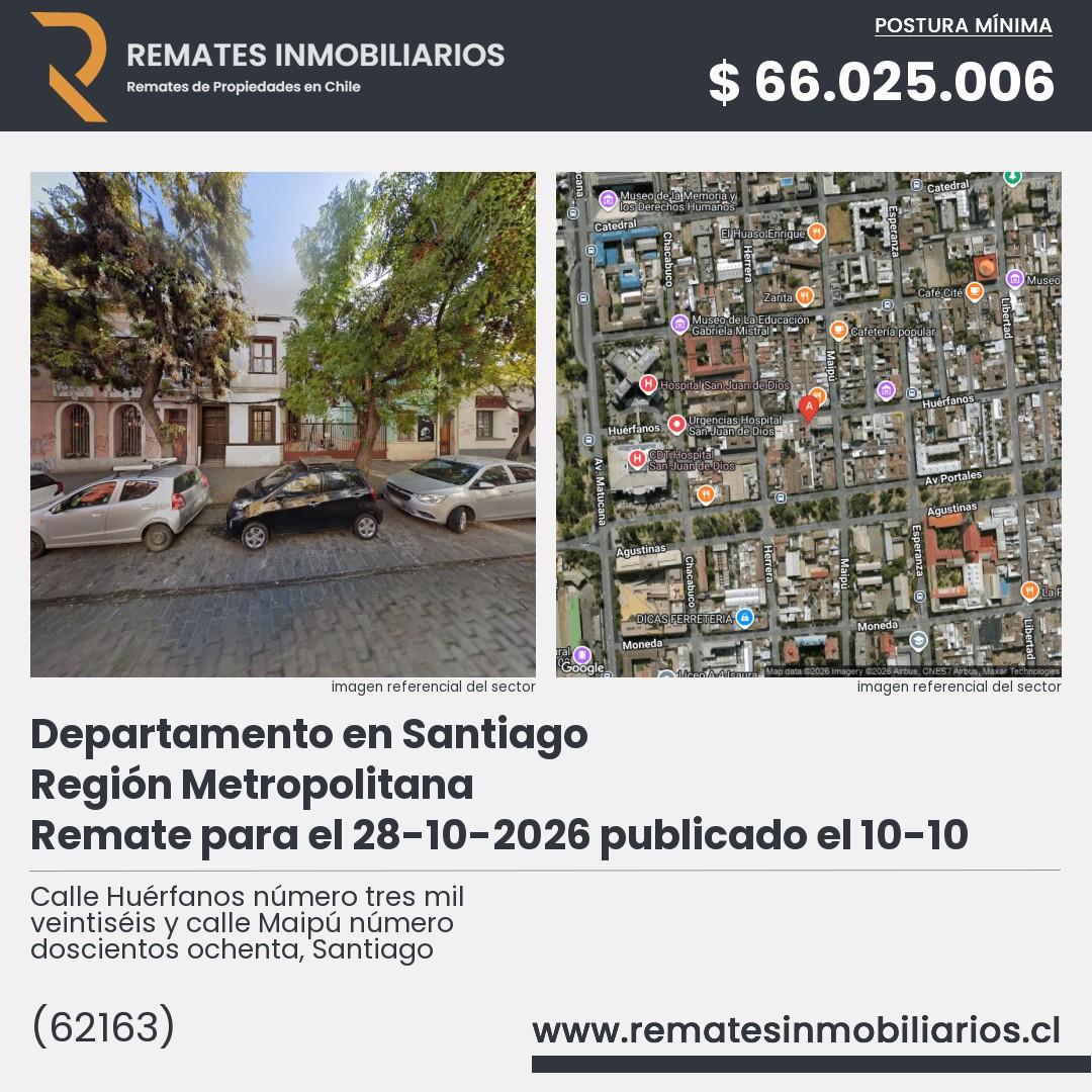 Imagen ficha Calle Huérfanos número tres mil veintiséis y calle Maipú número doscientos ochenta, Santiago