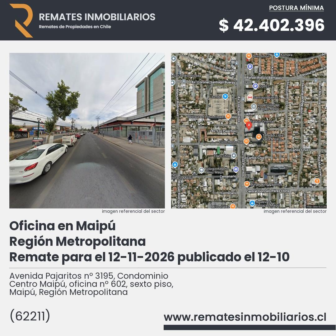 Imagen ficha Avenida Pajaritos nº 3195, Condominio Centro Maipú, oficina nº 602, sexto piso, Maipú, Región Metropolitana