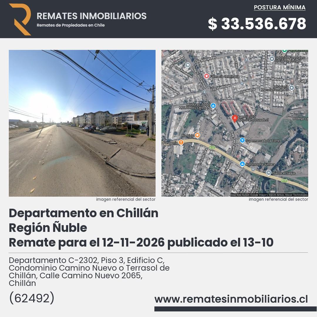 Imagen ficha Departamento C-2302, Piso 3, Edificio C, Condominio Camino Nuevo o Terrasol de Chillán, Calle Camino Nuevo 2065, Chillán