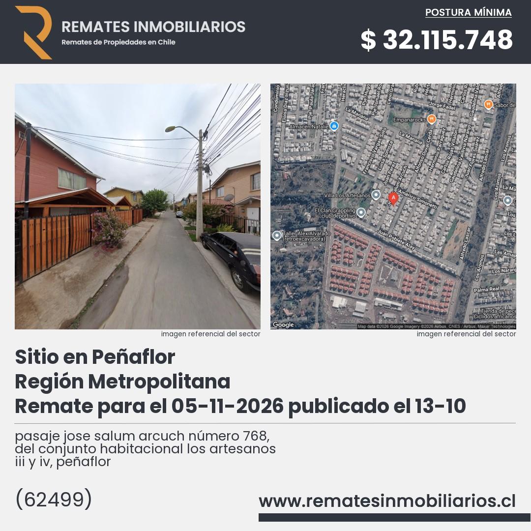 Imagen ficha pasaje jose salum arcuch número 768, del conjunto habitacional los artesanos iii y iv, peñaflor