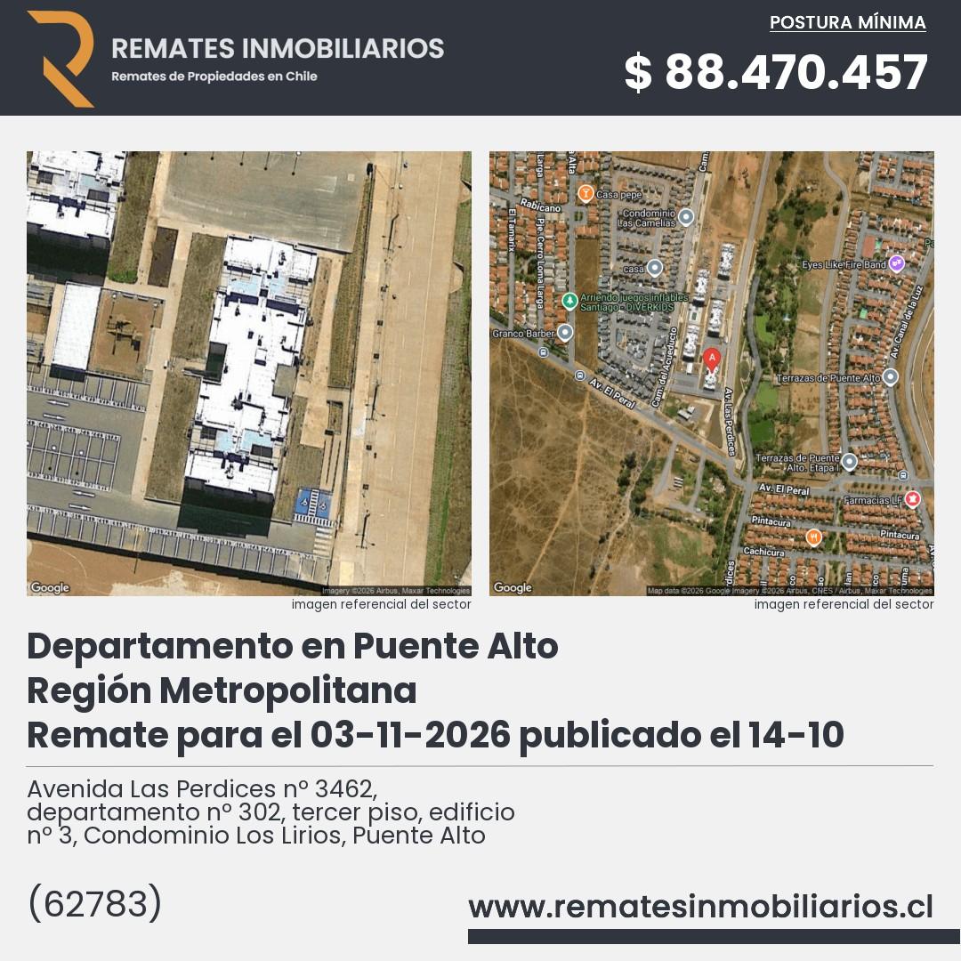 Imagen ficha Avenida Las Perdices nº 3462, departamento nº 302, tercer piso, edificio nº 3, Condominio Los Lirios, Puente Alto