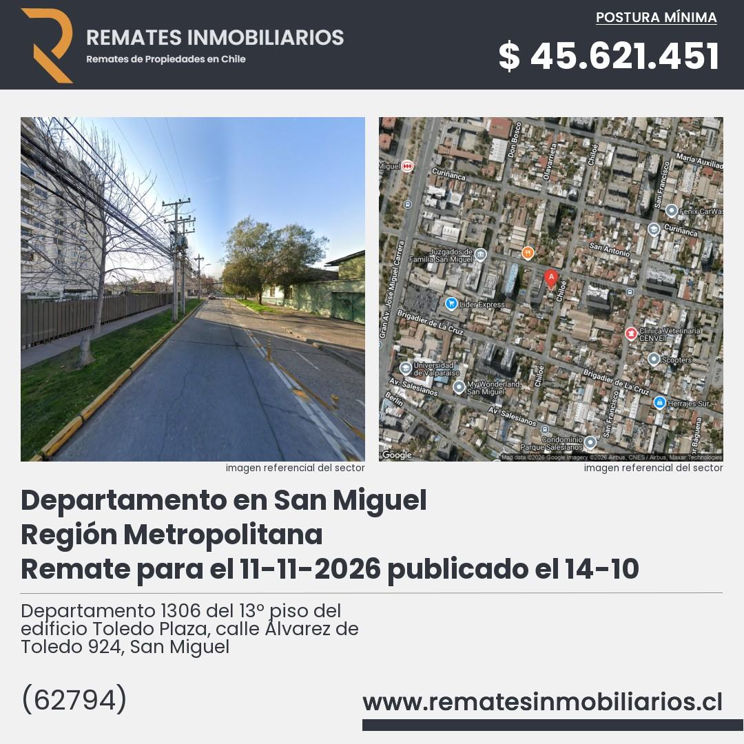 Imagen ficha Departamento 1306 del 13º piso del edificio Toledo Plaza, calle Álvarez de Toledo 924, San Miguel