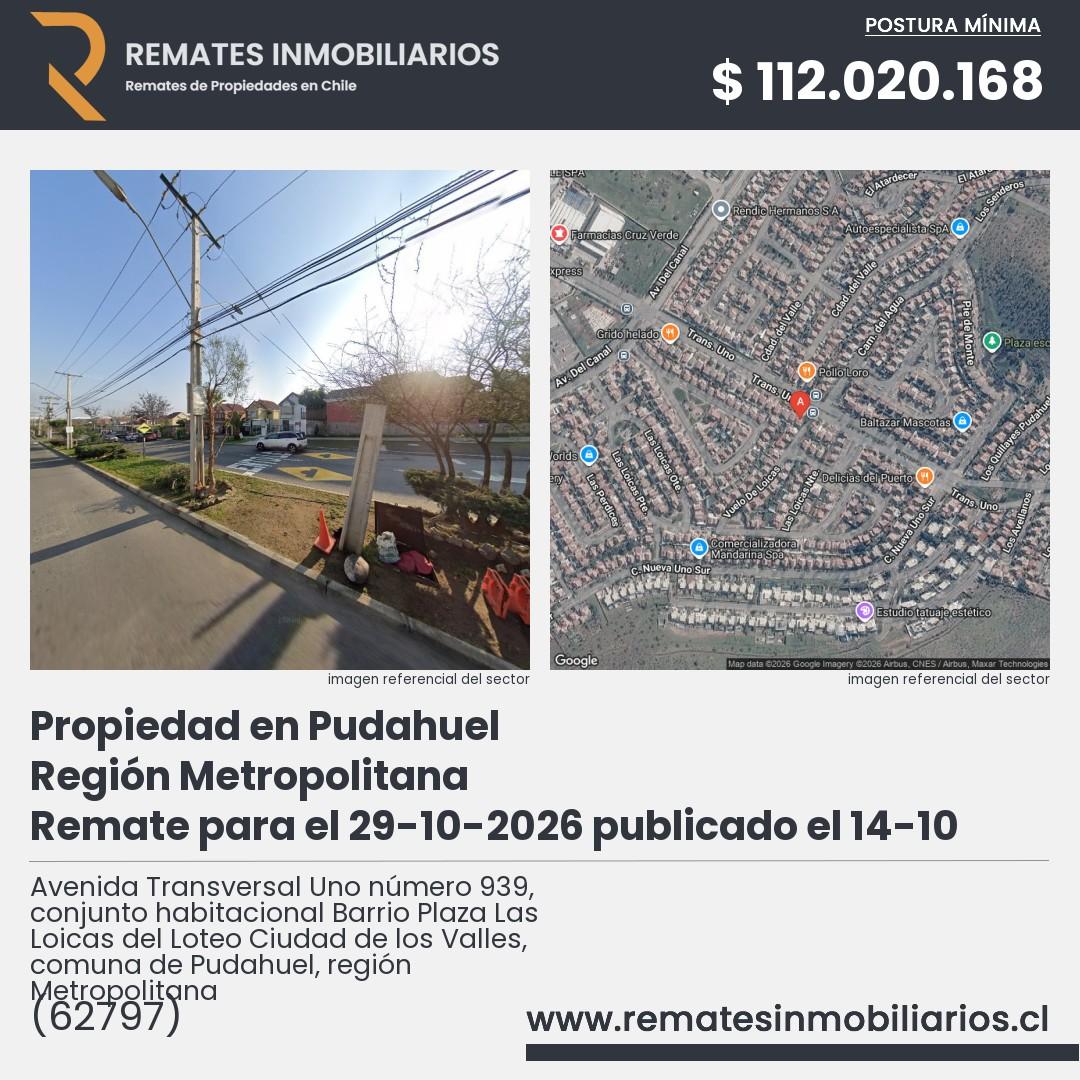Imagen ficha Avenida Transversal Uno número 939, conjunto habitacional Barrio Plaza Las Loicas del Loteo Ciudad de los Valles, comuna de Pudahuel, región Metropolitana