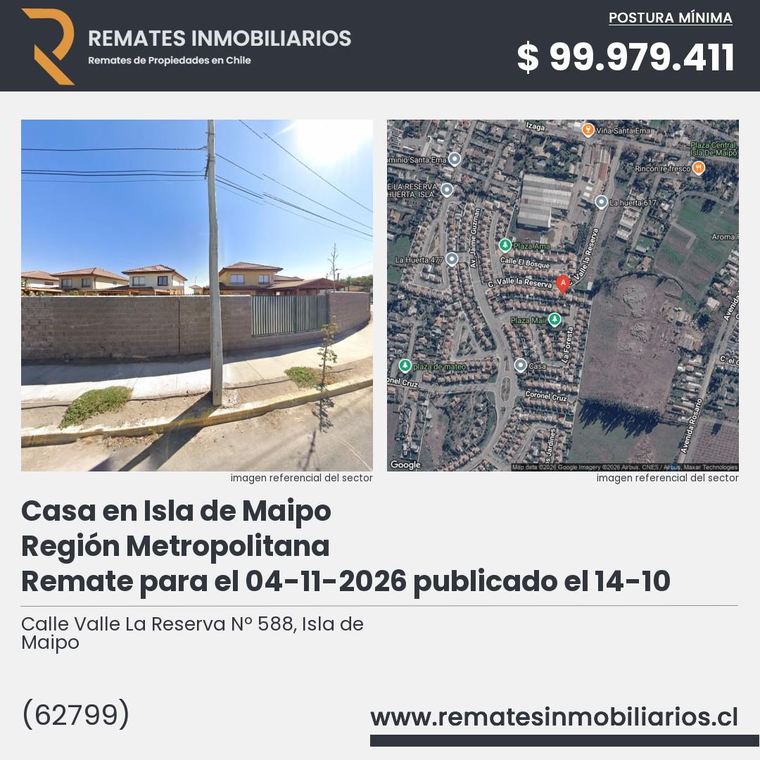 Imagen ficha Calle Valle La Reserva Nº 588, Isla de Maipo