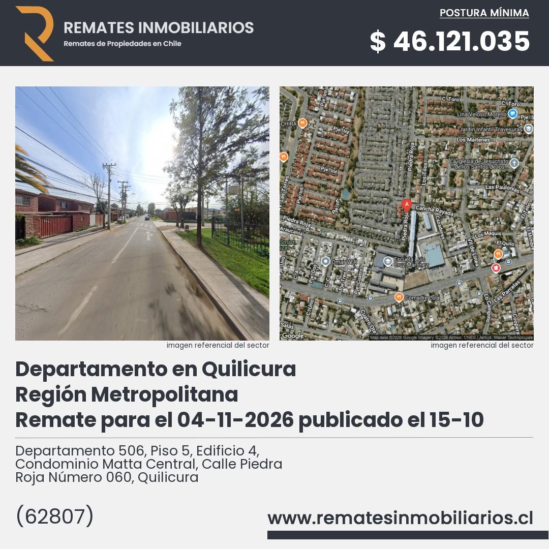 Imagen ficha Departamento 506, Piso 5, Edificio 4, Condominio Matta Central, Calle Piedra Roja Número 060, Quilicura