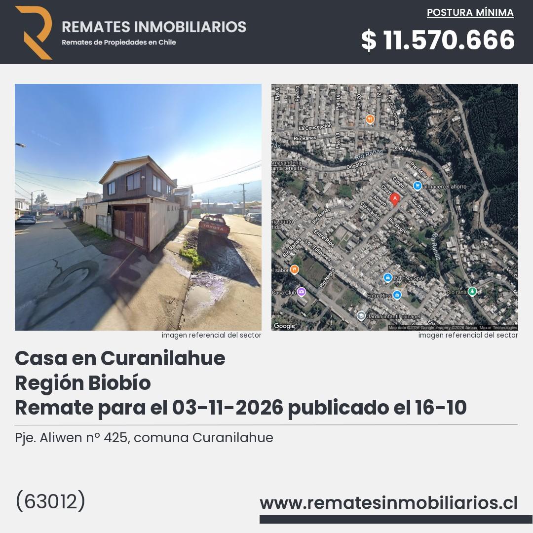 Imagen ficha Pje. Aliwen nº 425, comuna Curanilahue