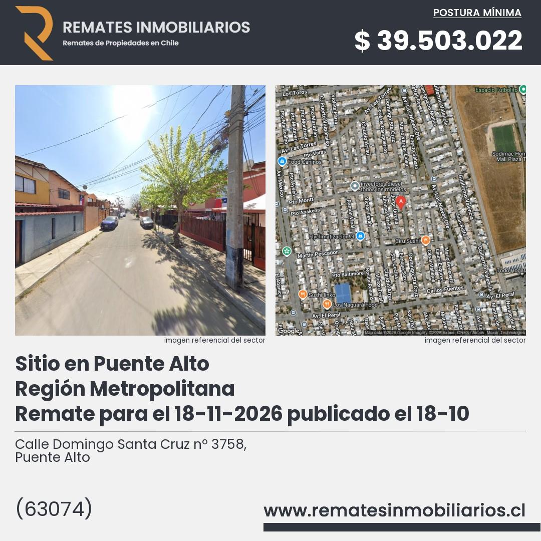 Imagen ficha Calle Domingo Santa Cruz nº 3758, Puente Alto