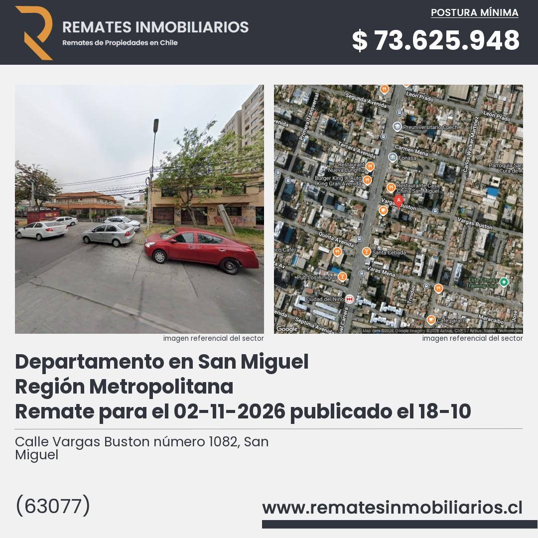 Imagen ficha Calle Vargas Buston número 1082, San Miguel