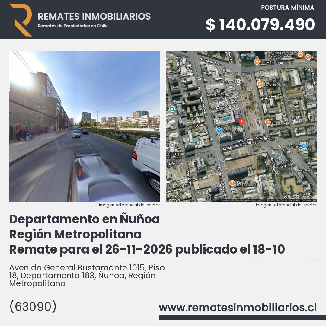 Imagen ficha Avenida General Bustamante 1015, Piso 18, Departamento 183, Ñuñoa, Región Metropolitana