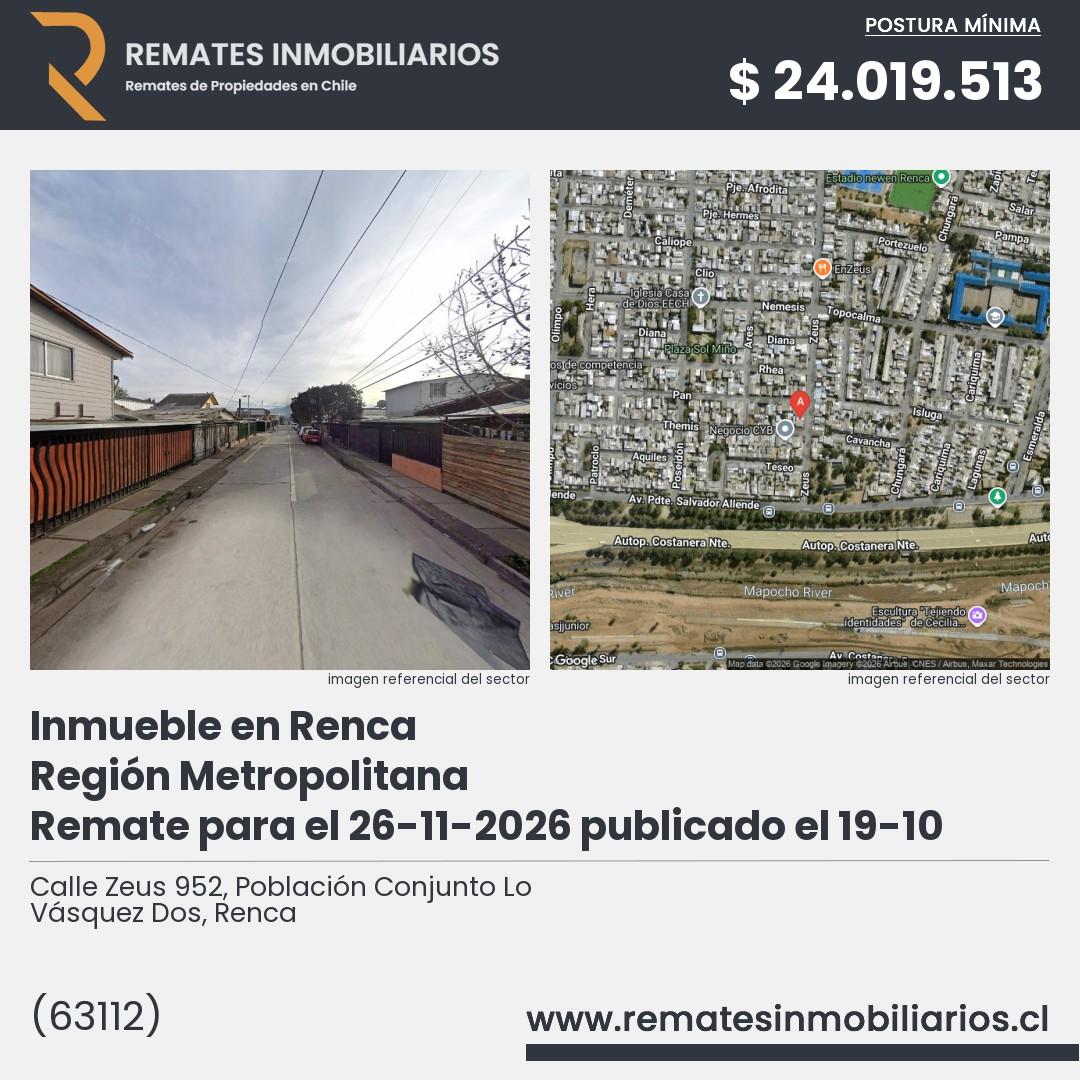 Imagen ficha Calle Zeus 952, Población Conjunto Lo Vásquez Dos, Renca
