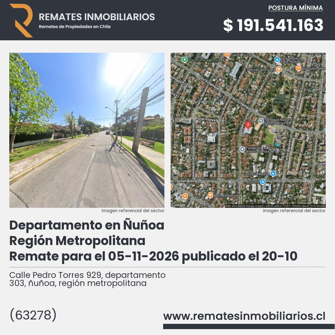 Imagen ficha Calle Pedro Torres 929, departamento 303, ñuñoa, región metropolitana