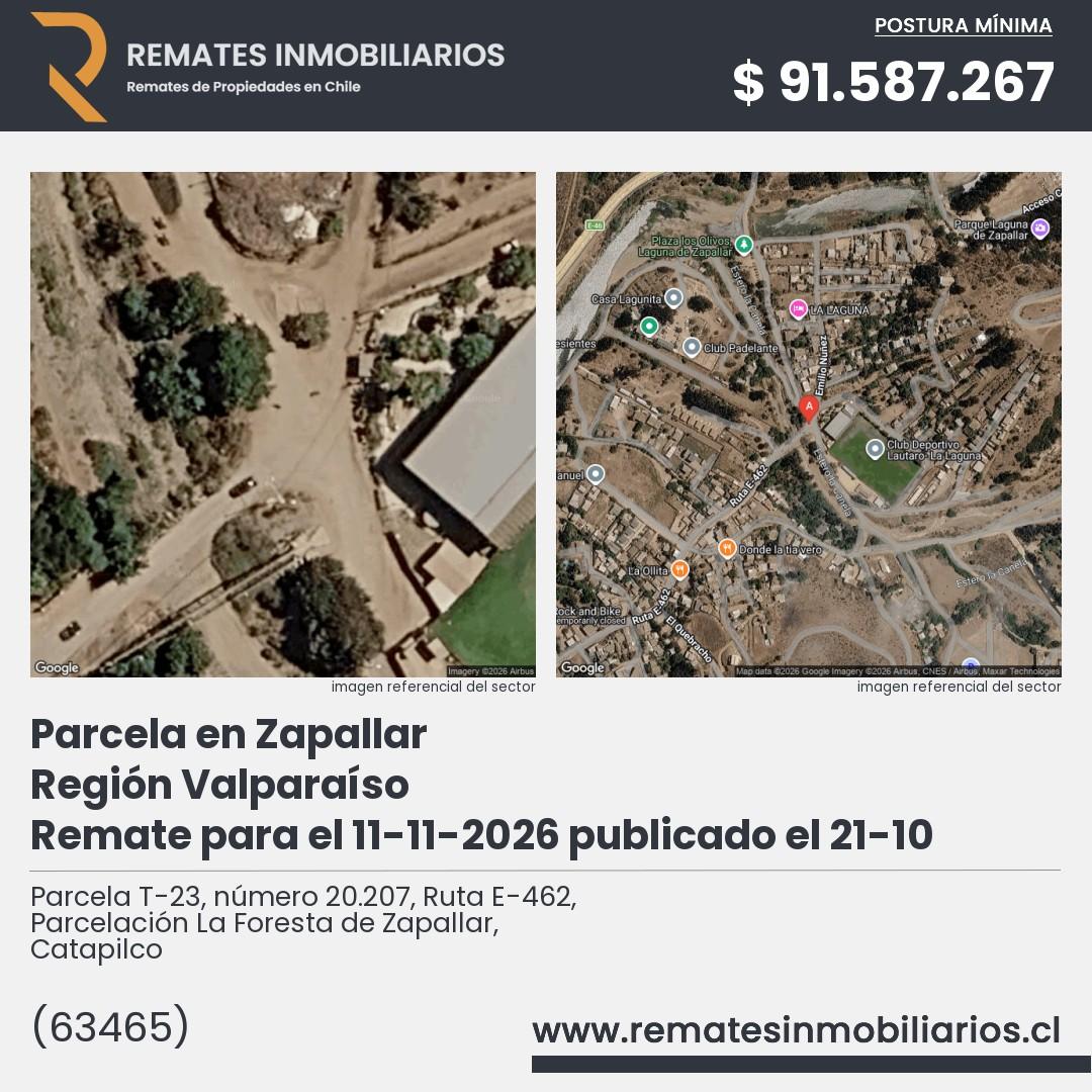 Imagen ficha Parcela T-23, número 20.207, Ruta E-462, Parcelación La Foresta de Zapallar, Catapilco