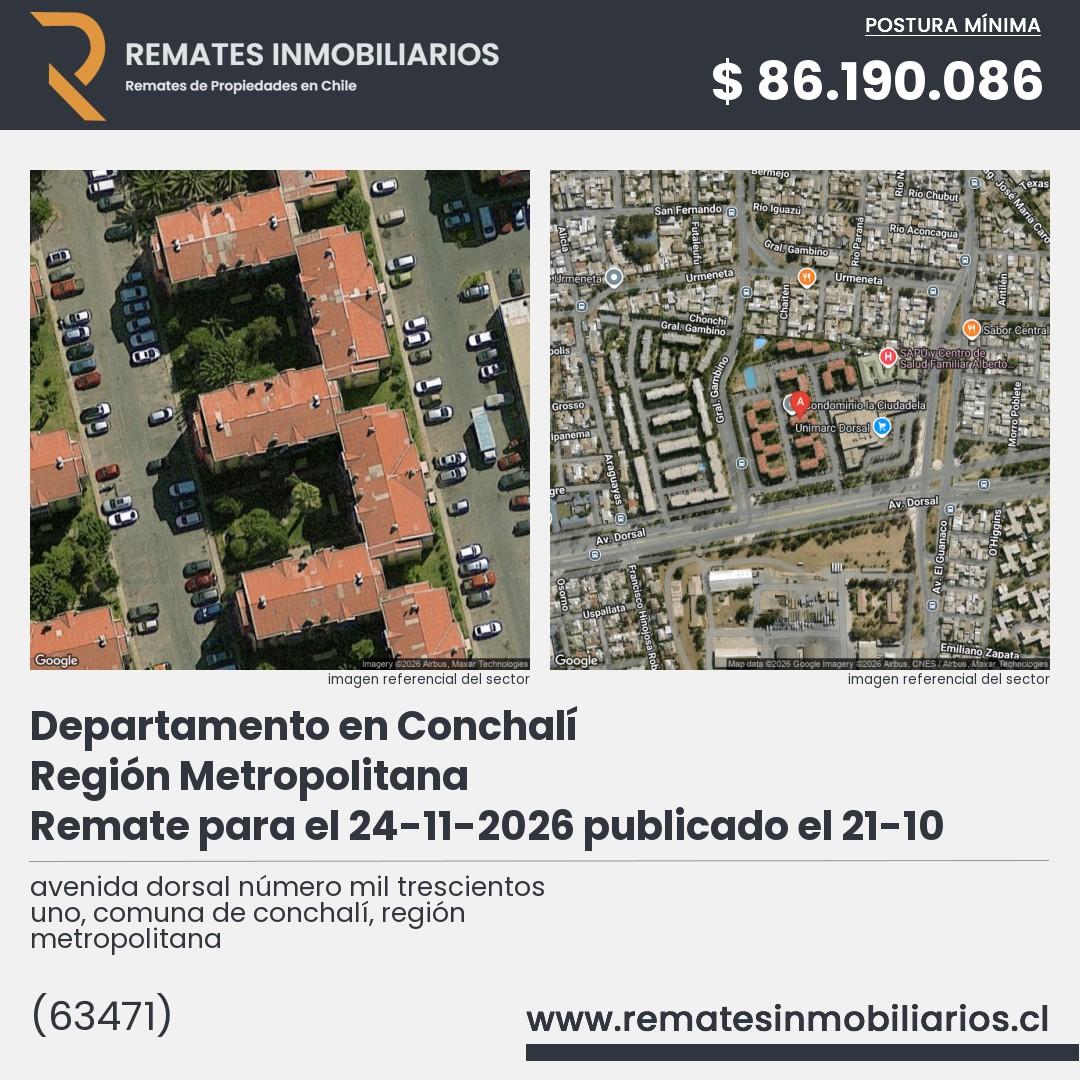 Imagen ficha avenida dorsal número mil trescientos uno, comuna de conchalí, región metropolitana
