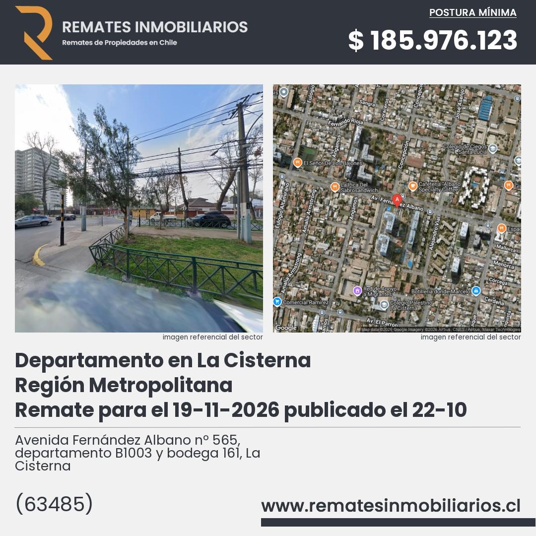 Imagen ficha Avenida Fernández Albano nº 565, departamento B1003 y bodega 161, La Cisterna