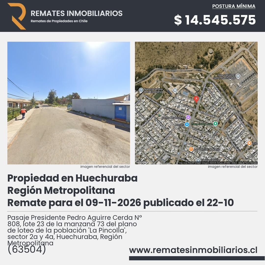 Imagen ficha Pasaje Presidente Pedro Aguirre Cerda N° 808, lote 23 de la manzana 73 del plano de loteo de la población